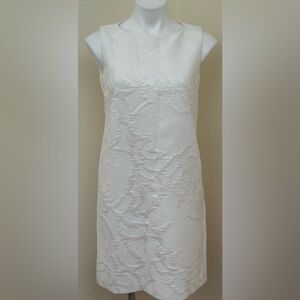 MAXMARA White Textured Midi Sleeveless Dress. Thick Material Made In Italy. Sz S